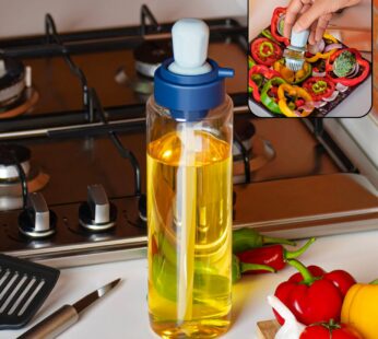 2 in 1 Transparent oilar dispenser with Silicone Oil Dropper Nozzle (1 Pc / With Brush / 1 Ltr.)