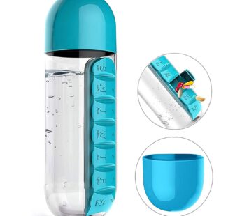 Pill & Vitamin Bottle, Water Bottle Multi Functional Use for Traveling & Outdoor Use Water Bottle, Travelling kit, Summer Special Bottle (600 Ml /  Mix Color )