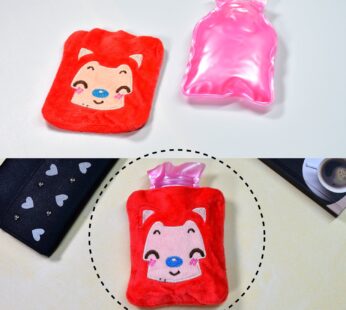 Pink Cat small Hot Water Bag with Cover for Pain Relief, Neck, Shoulder Pain and Hand, Feet Warmer, Menstrual Cramps.