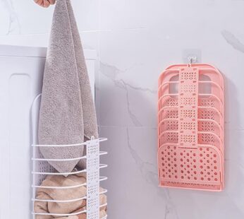 Wall Hanging Laundry Basket Clothes Hanger Dirty Hamper Clothes Storage Hook Clothes Rails for Laundry Washing Machine Bathroom Kids Dirty Clothes Storage Hanger (1 Pc)