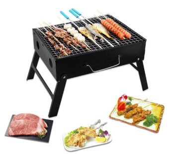 Folding Barbeque Charcoal Grill Oven (Black, Carbon Steel)