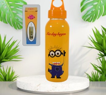 PORTABLE GLASS WATER BOTTLE, CREATIVE GLASS BOTTLE WITH GLASS WATER ( Mix Design)