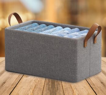 Cloth storage baskets, closet storage bins, Canvas Fabric Storage Basket for shelves, basket organizers for shelf, storage bins for clothes (48×27 Cm)