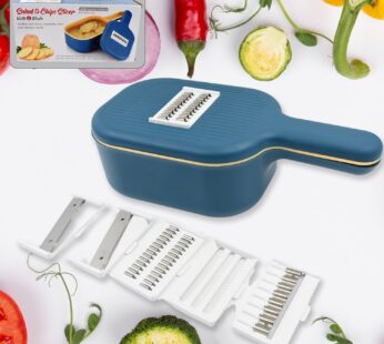 Vegetable Slicer Cutter – 6 Blades Kitchen Accessories, Tools & Appliances with Container & Handle (1 Set)