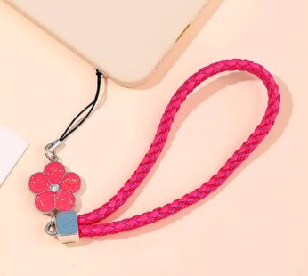 Flower Shape metal alloy pendant Nylon Braided leather hand strap lanyard phone (1 Pc / Multicolor)