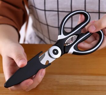3 in1 Multi-Function Kitchen Household for Vegetables, Fruit, Cheese & Meat Slices with Bottle Opener Stainless Steel Sea Food Scissor (1 Pc )