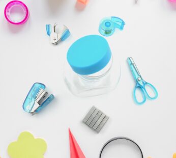 Mini Office Stationery Set – Stapler, Scissors, Paper Clips, Tape Dispenser, Transparent Tape, And Staples