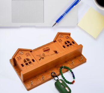 6 Hooks House Design Wooden Keys Stand for Entryway, Kitchen, Office, Mudroom Wall, Mount Decorative Keys Organizer Key Holder.
