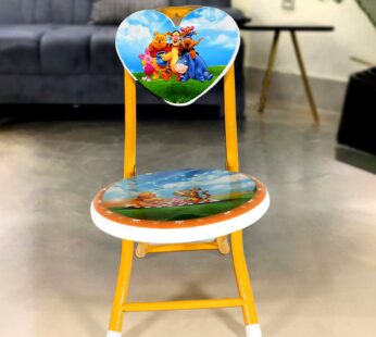 Heart Shape Kids Chair Cartoon Printed Foldable Kids / Children Folding Chair for Playrooms, Schools, Daycares, and Home. Metal and Fibre Body Picnic Beach Camping Chair (1 Pc)