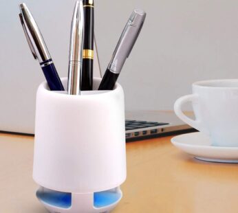 Multifunctional 4 Compartment Pen Holder with Bluetooth Speaker 5 W Bluetooth Speaker Laptop / Desk Speaker / Table Lamp / Night Lamp Smart Color Changing Pen Stand Wireless Bluetooth Speaker