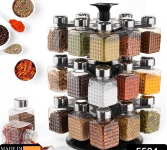 360° Revolving Spice Rack | 24-Piece Square Container Set | All-New Design for Condiments